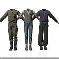 Men In Three Different Casual And Work Outfits Standing With Arms Outstretched