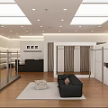 Modern Clothing Store Interior With Display Racks And Fashion Apparel Sections