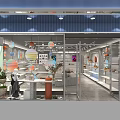 Modern Specialty Store With Glass Front Windows Display Shelves Bags Shoes Decorations And Plants