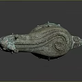 Ancient Bronze Household Utensil With Animal Head Design And Intricate Patterns