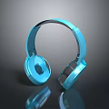 Blue Over Ear Headphones With Modern Sleek Design And Reflective Surface