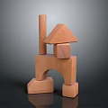 Natural Light Wood Kids Furniture with Geometric Block Shapes and Arch Design