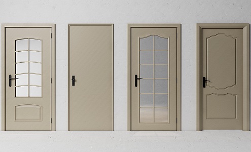 French Single Door Bedroom Door Toilet Door 3d model