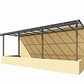 Brown Curved Carport Covering White Sports Cars In Outdoor Parking With Green Trees