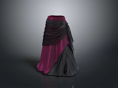 Man Creating 3D Rendered Purple And Black Skirt On Gray Background 3d model