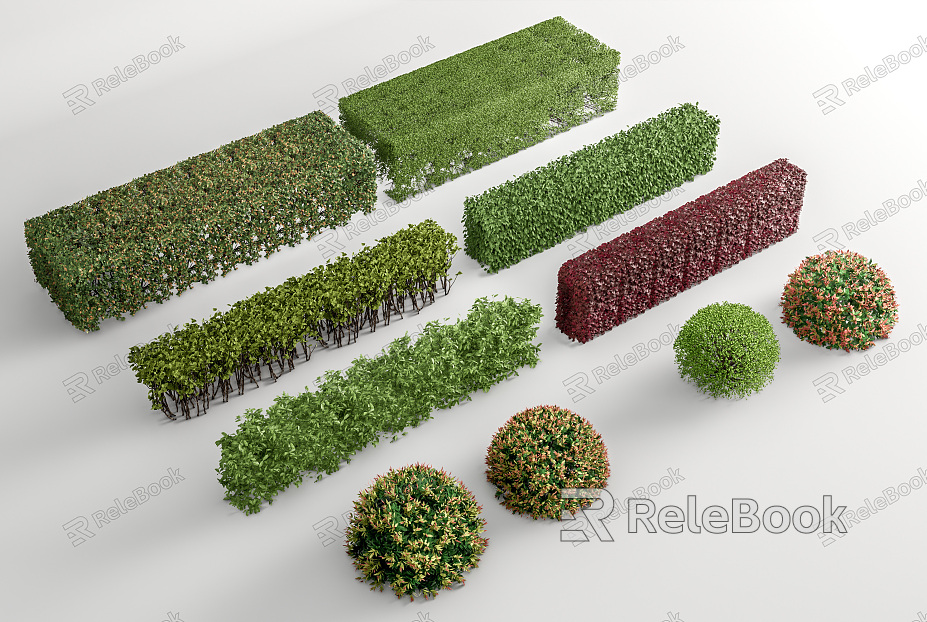 modern shrub hedge square shrub square tree green belt plant combination shrub ball model