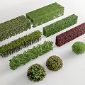modern shrub hedge square shrub square tree green belt plant combination shrub ball 3d model