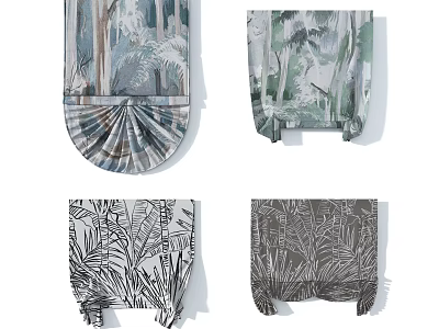 Modern Roman Shades With Leaf And Floral Patterns For Home Window Decor 3d model