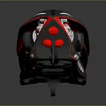 Modern Car Headlight With Red Accents Black Frame And LED Strip