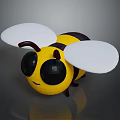 Cute Cartoon Bee Figure With Yellow Black Body And White Wings