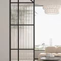 Modern Stylish Room Divider With Arch Shape And Metal Grid Design