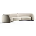 Modern Curved Beige Sectional Sofa With Soft Upholstered Fabric And Comfortable Seats