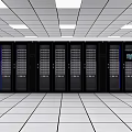Industrial Server Racks In Data Center Neatly Arranged With Control Panels And Display Screens