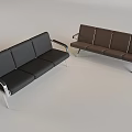 Modern Black and Brown Public Chairs with Metal Frame for Waiting Areas