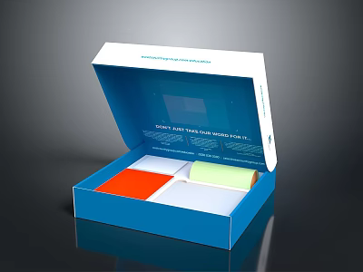 Open Blue Box With Colorful Adhesive Bandages For Essential Household Use 3d model