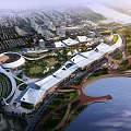 Aerial View Planning of Modern Waterfront Urban Development With Green Spaces And Roads