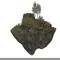 Scenic Floating Island With Rocks Trees And Lush Green Vegetation