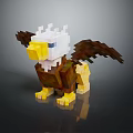 Pixel Style Eagle Shaped Doll With White Head And Brown Wings