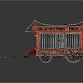 Red Clown Themed Mobile Cart With Decorated Exterior And Wooden Wheels For Carnival Events