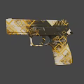 Decorative Pistol With Gold And Black Geometric Pattern On Handle And Body