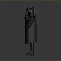 Futuristic Character In Black Protective Suit With Green Accents And Helmet