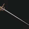 Antique Decorative Sword With Golden Hilt Ornate Handle And Silver Blade
