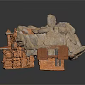 Cave Interior Design With Rock Walls Metal Ladder And Earthen Floor