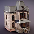 Two Story Detached House With Wooden Exterior Gray Roof And Front Porch Steps