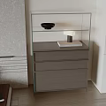 Sleek Modern Entryway Side Cabinet Featuring Glass Display Shelf And Drawers