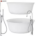 Modern Freestanding Bathtub Design With White Tub And Chrome Faucet Fixtures