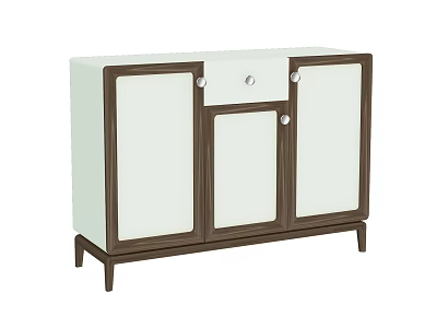 Modern Console Side Cabinet With White Panels Wooden Frame And Drawer Design 3d model