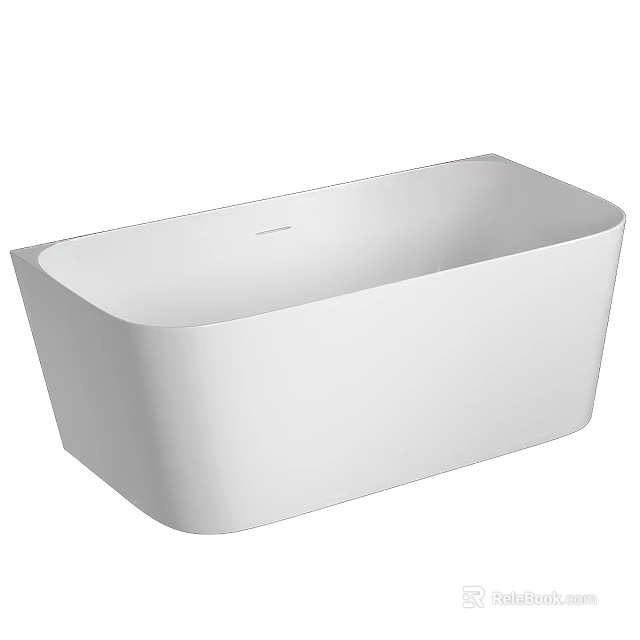 White Freestanding Modern Minimalist Bathtub In Bathroom With Sleek Rectangular Surface 3d model