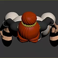 3D Game Movie Character With Red Hair Black White Top White Pants And Orange Stripes