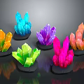Colorful Crystal Cluster Decorative Scene Components With Blue Orange Purple Green Pink Crystals
