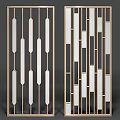 Modern Decorative Room Divider With Gold Frame And Geometric Patterns Design 3d model