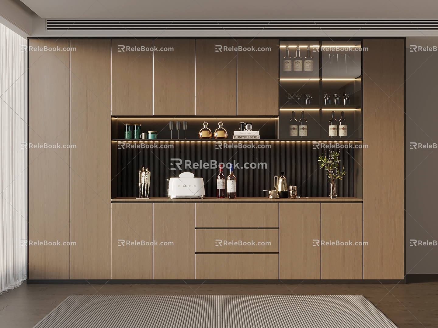 09 Wine Cabinet Italian Wine Cabinet Sideboard 3d model