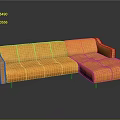Modern Orange L Shaped Upholstered Sofa With Metal Legs And Comfortable Design