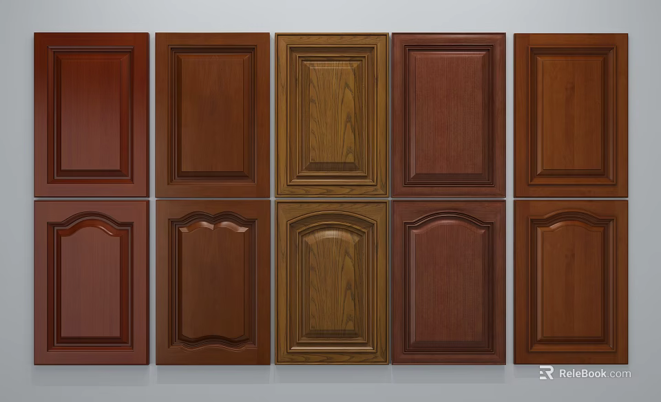 Wooden Kitchen Cabinet Doors Featuring Various Styles And Designs For Home Use 3d model 