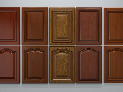 Wooden Kitchen Cabinet Doors Featuring Various Styles And Designs For Home Use 3d model