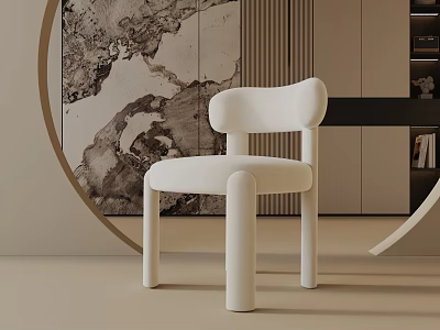 Modern White Table Lamp Design In Room With Decorative Painting And Cabinets 3d model
