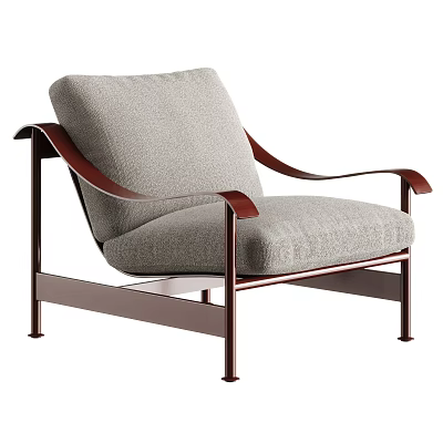 Sleek Modern Fabric Upholstered Leisure Chair With Sturdy Brown Metal Frame For Cozy Home Lounge 3d model