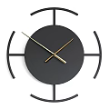 Modern Black Wall Clock With Golden Hands And Geometric Decorative Accents
