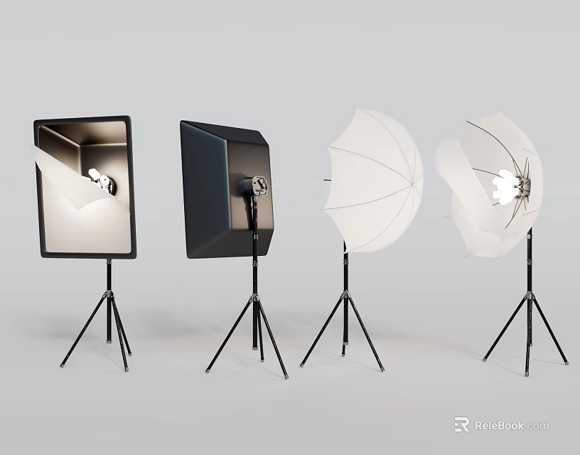 Professional Photography Studio Lighting Equipment with Softbox Umbrella and Tripod Stands for Studio Photography Setup 3d model 