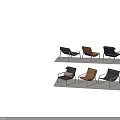 Modern Leather Leisure Chairs With Gray Brown Upholstery And Metal Frame Design
