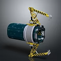 Aerospace Cylindrical Module Equipped With Yellow Mechanical Arm For Space Exploration