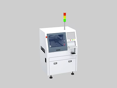 Industrial Equipment With White Design Transparent Window Tri Color Signal Light Control Panel And Drawers 3d model