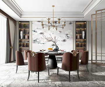 Light Luxury Dining Table Dining Chair 3d model