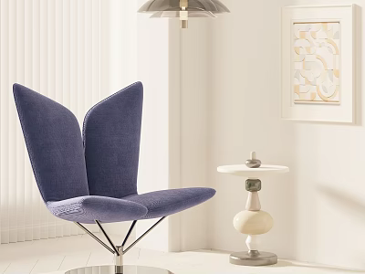 Stylish Contemporary Lounge Sofa Set with Purple Accent Chair Round Table and Decorative Painting 3d model
