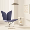 Stylish Contemporary Lounge Sofa Set with Purple Accent Chair Round Table and Decorative Painting