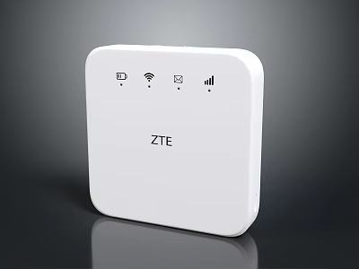ZTE White Wireless Router With Wi-Fi Signal And Network Indicators 3d model